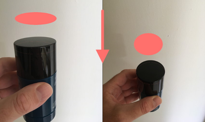 מראה של גליל ככל שמזיזים אותו למטה