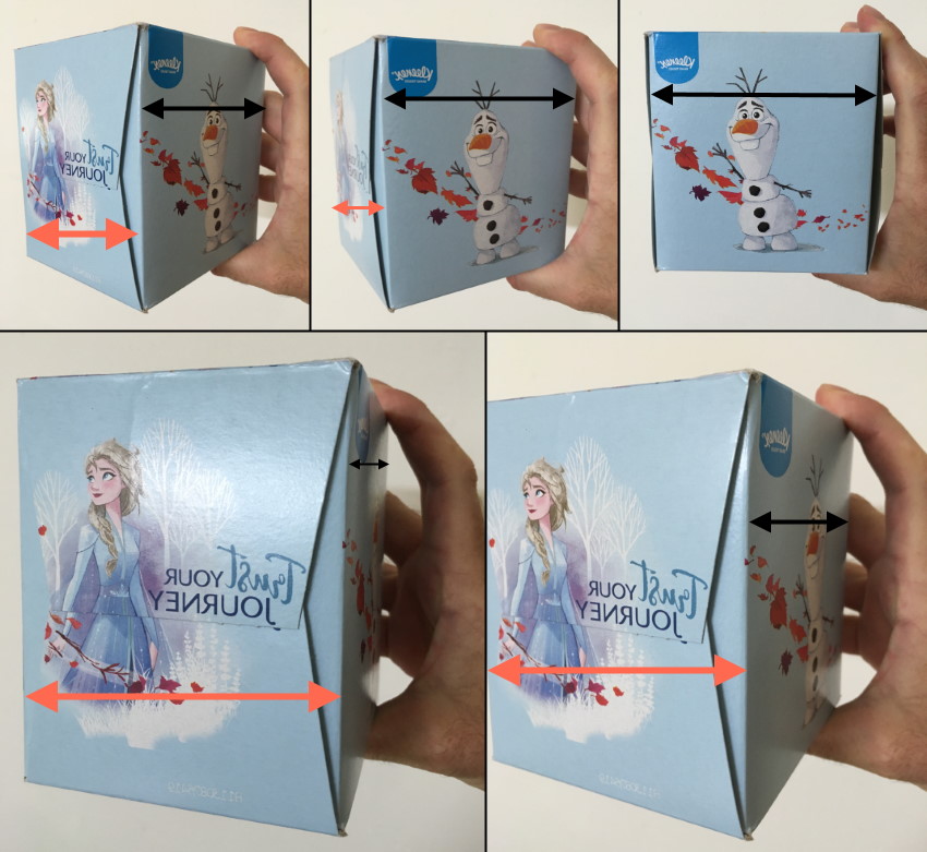 סיבוב של תיבה לצד כדי לראות את השפעת הקיצור