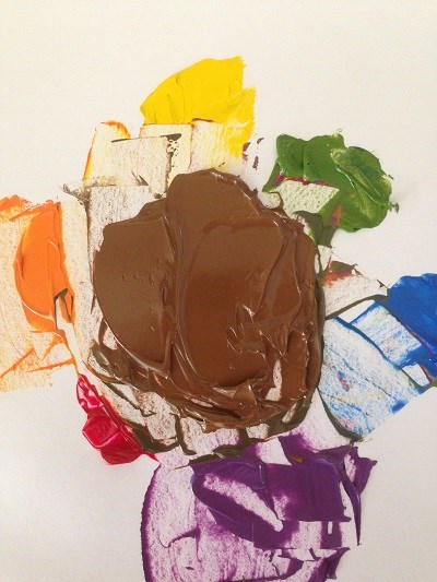 ערבוב כל ששת הצבעים ליצירת חום