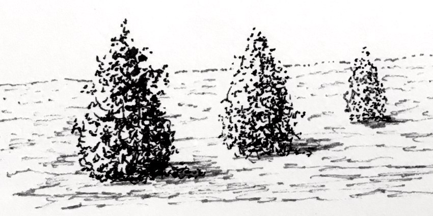 רישום בעט של אובייקטים וקו אופק