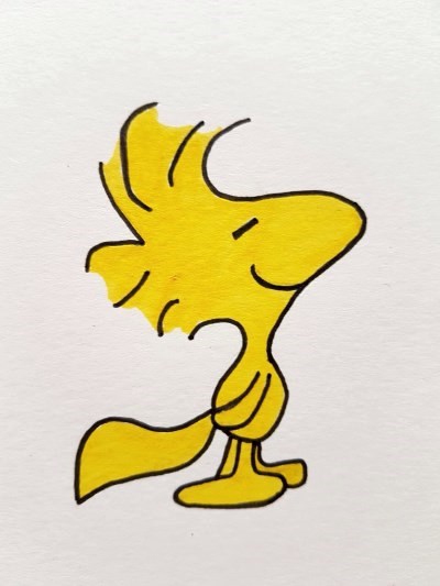 ציור קומיקס של וודסטוק בעזרת מרקרים פאבר קסטל פיט פן