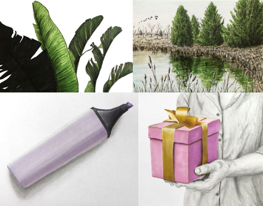 ציורים ריאליסטיים עם מרקרים