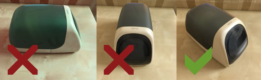 מבט של תיבה מהצד, מלפנים, ושלושה רבעים.