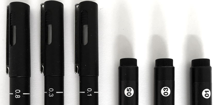 עטים לרישום בעלי מידות שונות