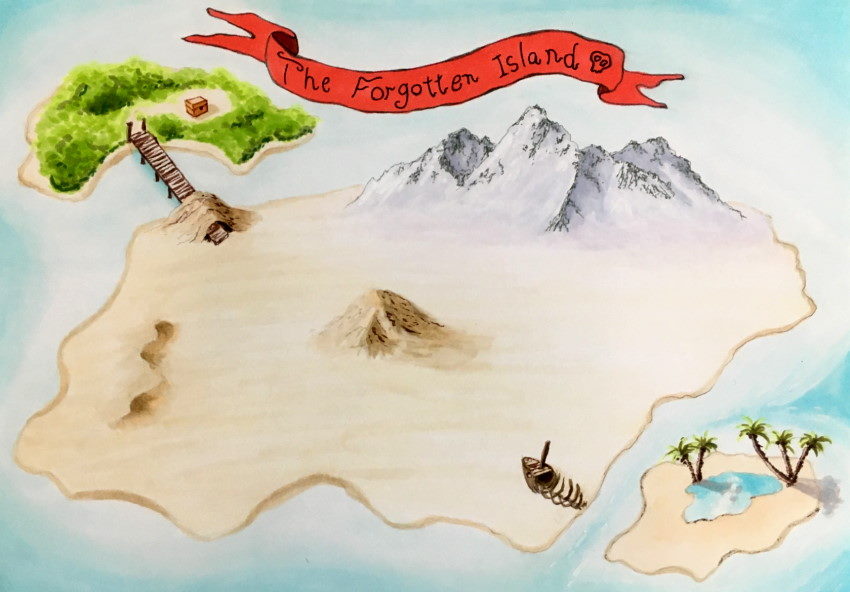 ציור של מפת מטמון עם מרקרים