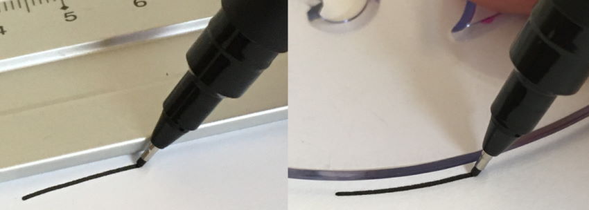 דוגמאות לרישום בעט עם סרגלים בעלי שוליים מורמים