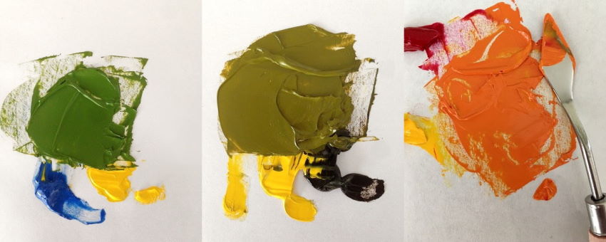 דוגמאות לערבוב צבעי שמן