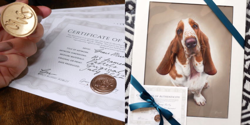 ציור פורטרט צבעוני של כלב על ידי גרייס מארי