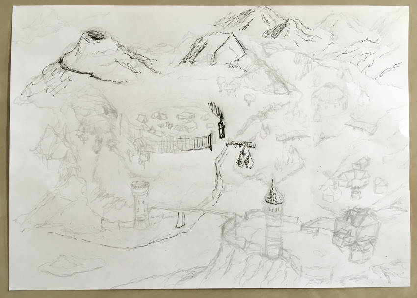 סקיצה ראשונית עבור ציור מפה