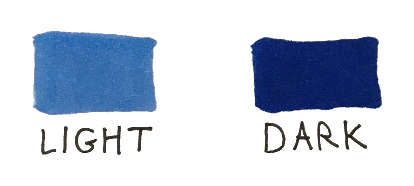 צבעים בהירים וכהים עם מרקרים