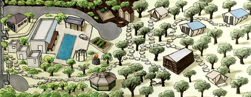 ציור מפה של מתחם נופש בעזרת מרקרים