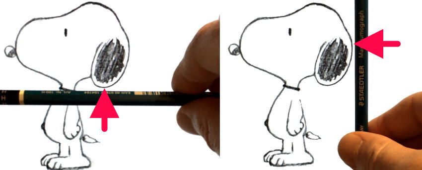 החזקת עיפרון באופן מאוזן ומאונך