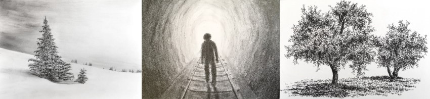 דוגמאות לרישום בעיפרון עם תחושת עומק