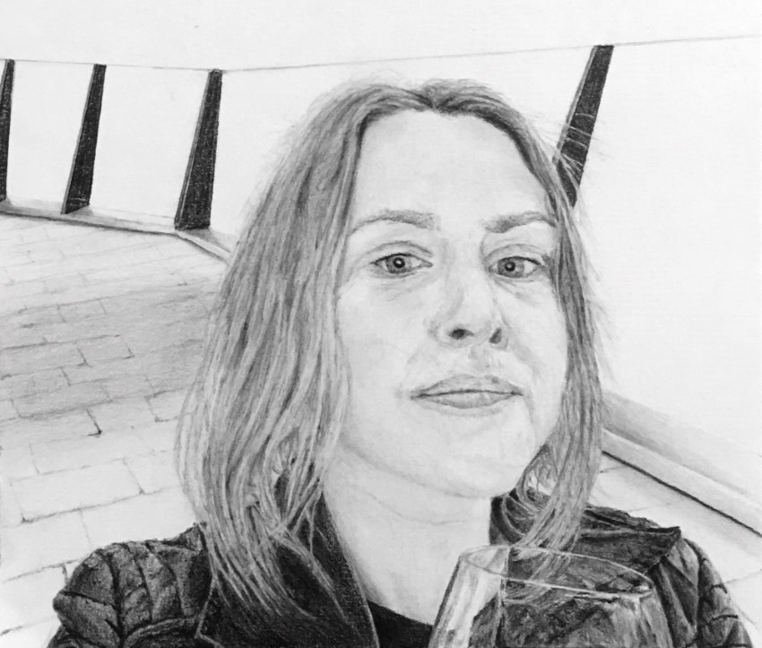 פורטרט של אישה, רישום בעיפרון, אלין