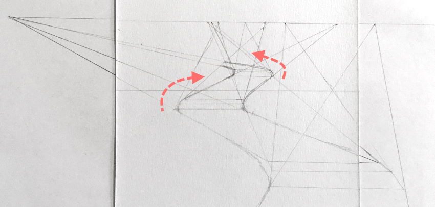 דרך מפותלת לימין ואז לשמאל