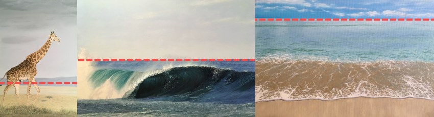 מיקום שונה של קווי אופק בציורים