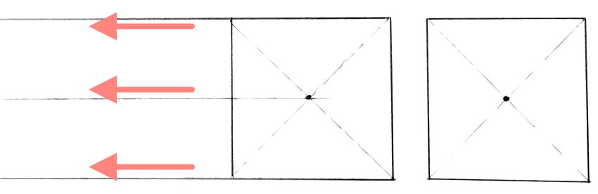 ציור קווים מצלעות המרובע וממרכזו