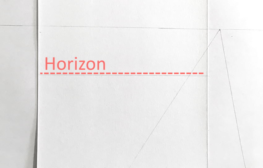 ציור של נקודת היעלמות מעל האופק