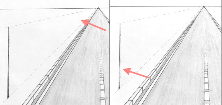 ציור של עמוד קרוב ורחוק