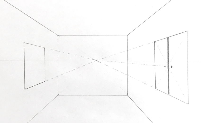 רישום בפרספקטיבה של חלון על קיר