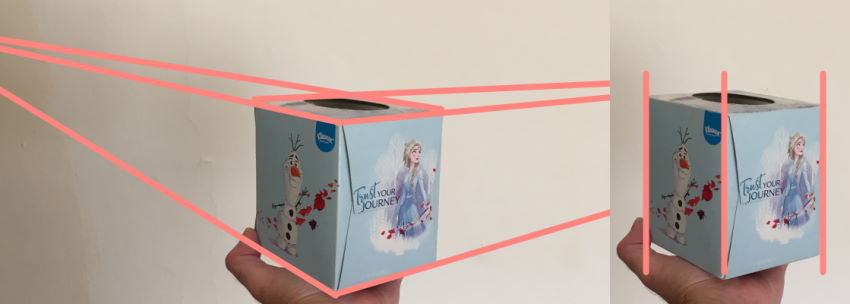 דוגמה לתיבה עם שתי נקודות היעלמות