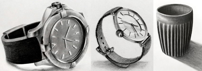 רישומים בעיפרון מתוך המדריך לציור אליפסות