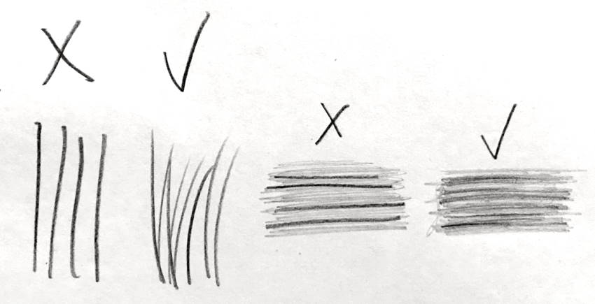 רישום של קווים אשר נהיים דקים ובהירים בהדרגה