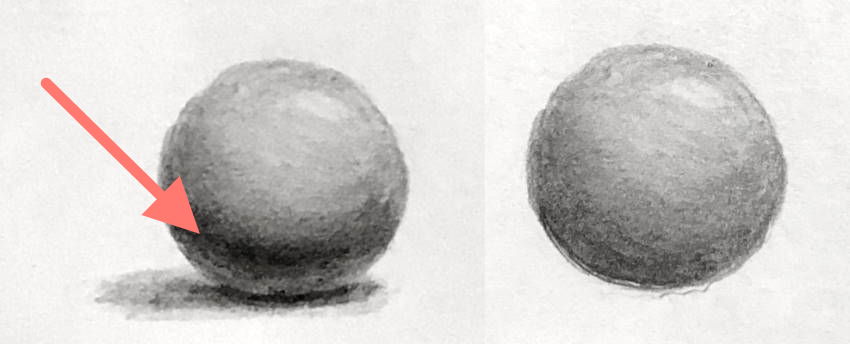 הצל הכהה של כדור, עקב קרינה מפוזרת