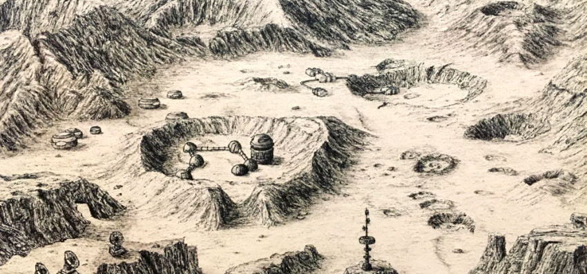 דוגמה לציור מפה עם עט על נייר Arches